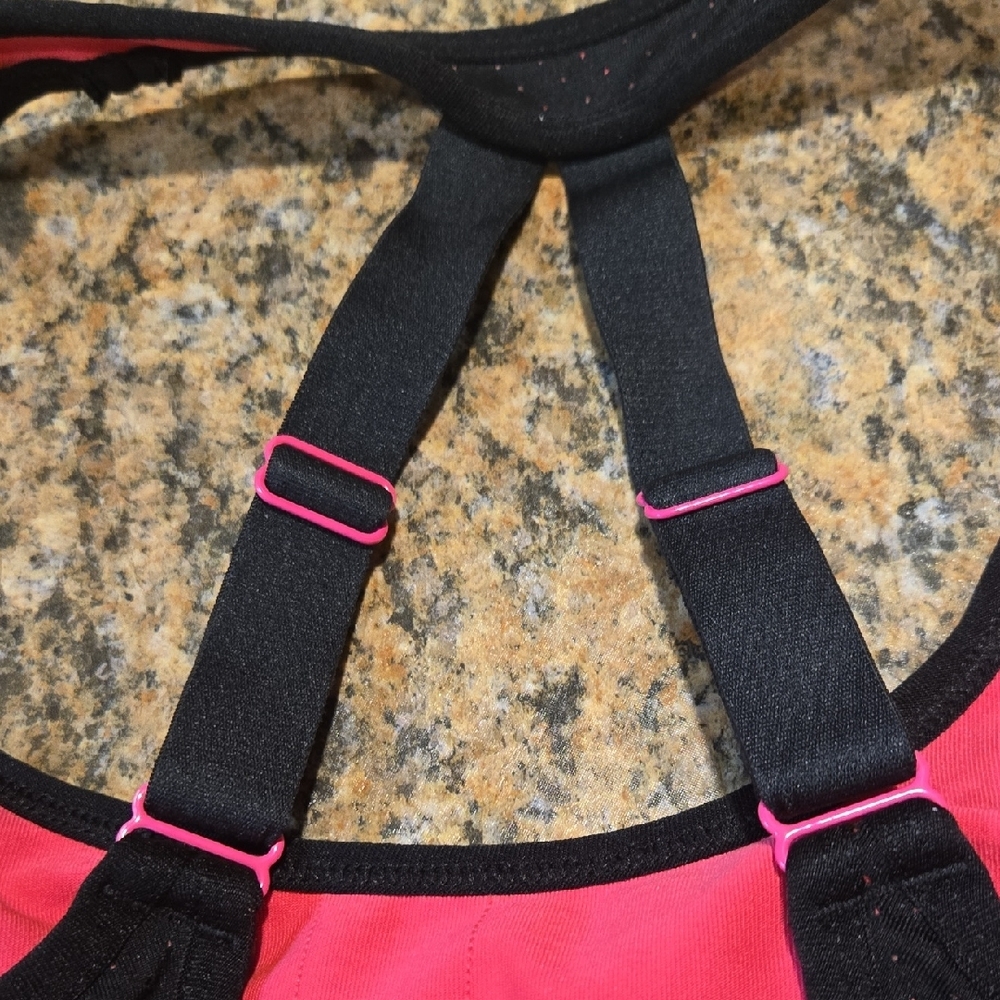Ideology Black Sports Bra with Pink Trim - Picture 4 of 7